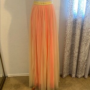 Pink and yellow tulle maxi